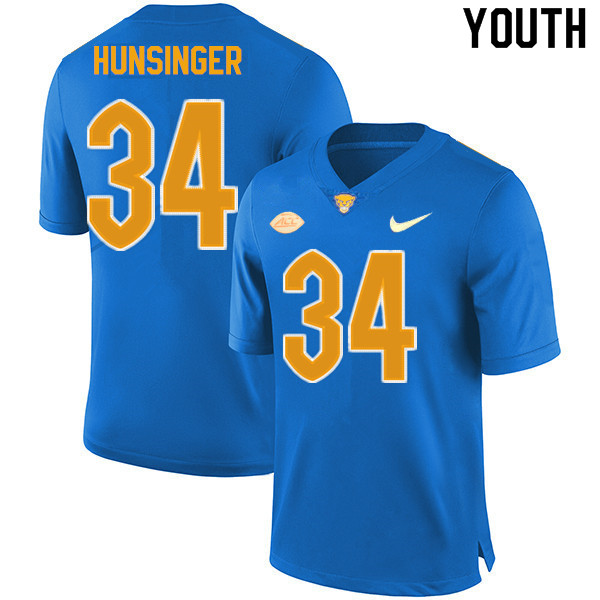 Youth #34 Jacob Hunsinger Pitt Panthers College Football Jerseys Sale-New Royal